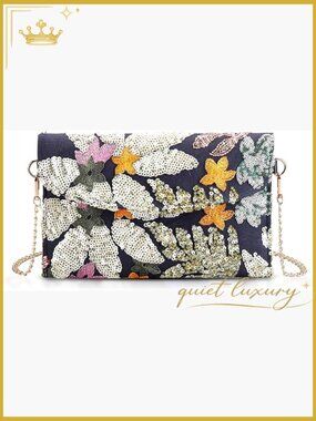 Clutch Purse with Sequin Embroidered Flowers Bohemian Handbag Crossbody